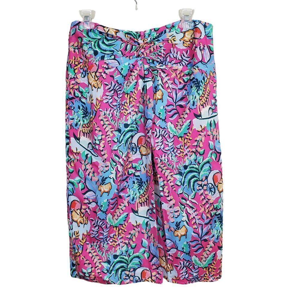 J McLaughlin Wrap Pencil Skirt Size 10 Blakely Freshfield Twist Front Tropical‎